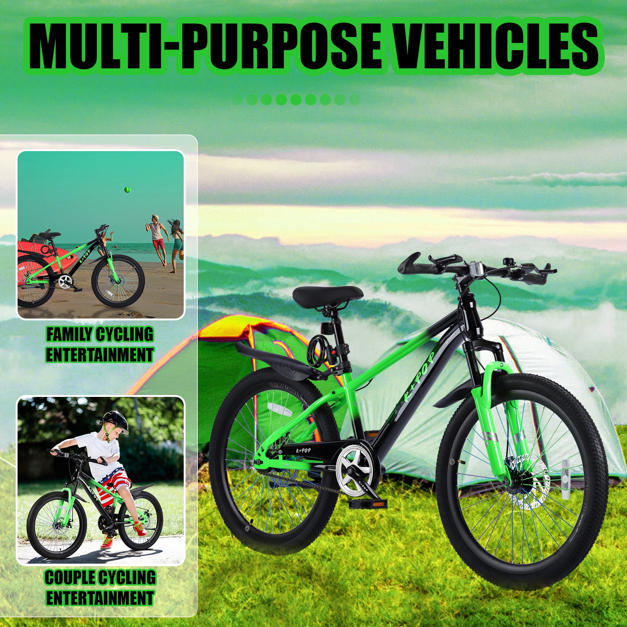Bstjewey 20/24 Inch Kids Mountain Bike, Dual Disc Brakes, Suspension Fork, Ages 7-12