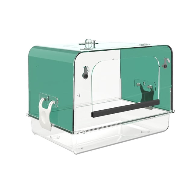 DOLITY Parrot Bathing Tubs Easy to Install Canary Cage Accessories Pet Bird Bath Box green