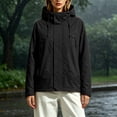 thumbnail image 6 of Waterproof Windbreaker Jacket Women Plus Size Hooded Long Sleeve Solid Color Windproof Casual Adjustable Hem Raincoat Outdoor Mountaineering Parka Jacket, 6 of 8