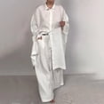 thumbnail image 2 of THDHVS Two Piece Sets for Women,Plus Size Fashion,Women's 2 Piece Sets Casual Button Down Shirt Wide Leg Pants Outfit Loungewear Tracksuit White L, 2 of 8