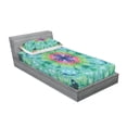 thumbnail image 3 of Ambesonne Green Fitted Sheet & Pillow Sham Set, Ombre Art Pink Indigo, Full, Green Pink, 3 of 3
