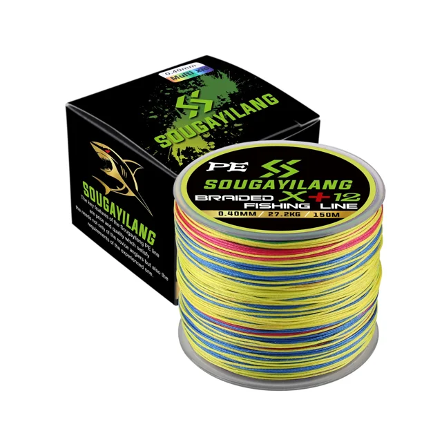 12 Strands/8 Strands/4Strands 150m Braided Line Abrasion Resistant Multifilament Fishing Line Carp Braided Line 12 Strand Multicolor 150M-0.32MM-49.6LB