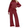 thumbnail image 3 of Letdown Plus Size Womens Lounge Set 2 Piece Outfits Oversized Pajama Set Long Sleeve Turtleneck Sweatshirt and Wide Leg Joggers with Pockets (Red,XXXXXL), 3 of 6