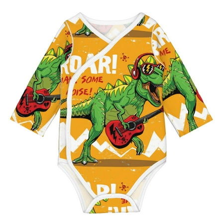 

Matuu Cool Dinosaur Playing Guitar for Baby Long-Sleeve Bodysuit Soft Cotton Comfortable and Breathable Perfect for Newborns and Infants