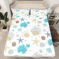 thumbnail image 2 of Ocean Bed Sheets Set Starfish Coral Nautical Coastal Twin Sheet Set ,Nautical Marine Life Sheets Seashell Conch Flat Fitted Sheet,Hawaii Beach Decor, 2 of 5