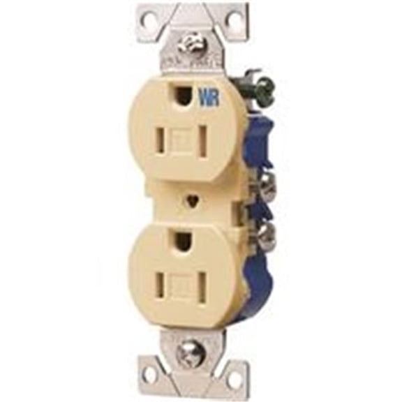Tamper Resistant Weatherproof Duplex Receptacle, 125V - 15 A, 2 Pole - 3 Wire - Ivory