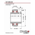 thumbnail image 3 of MAPLE ACE UC206-20 Go-Kart Racing Axle Bearing 1-1/4" Bore, Spherical OD with Set Screws and Lubrication Hole (Qty 2), 3 of 6