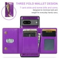 thumbnail image 2 of Allytech Google Pixel 7A Wallet Case Glitter, Google Pixel 7A Cover, Bling PU Leather Zipper Pocket Cards Holders Shockproof Protective Phone Case for Google Pixel 7A - Darkpurple, 2 of 11