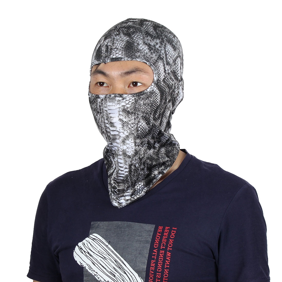 Serpentine Pattern Full Coverage Face Neck Protector Hood Helmet Balaclava Black by Unique-Bargains