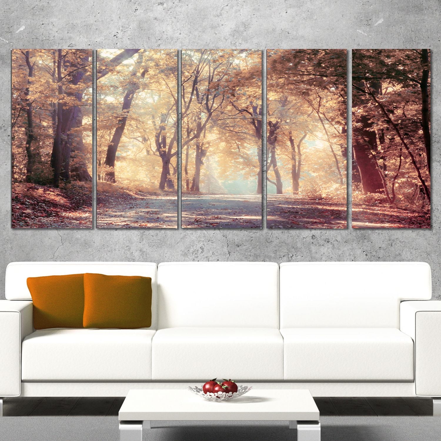 Tableau sur toile imprimée Design Art Paysage forêt magnifique Automne en or