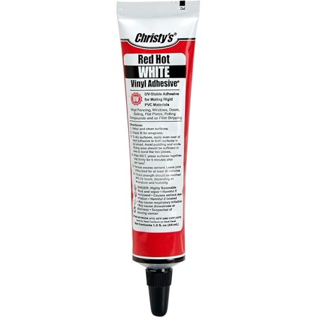 Christy's Red Hot Vinyl Adhesive, White, 1.5 oz Tube, White,Red