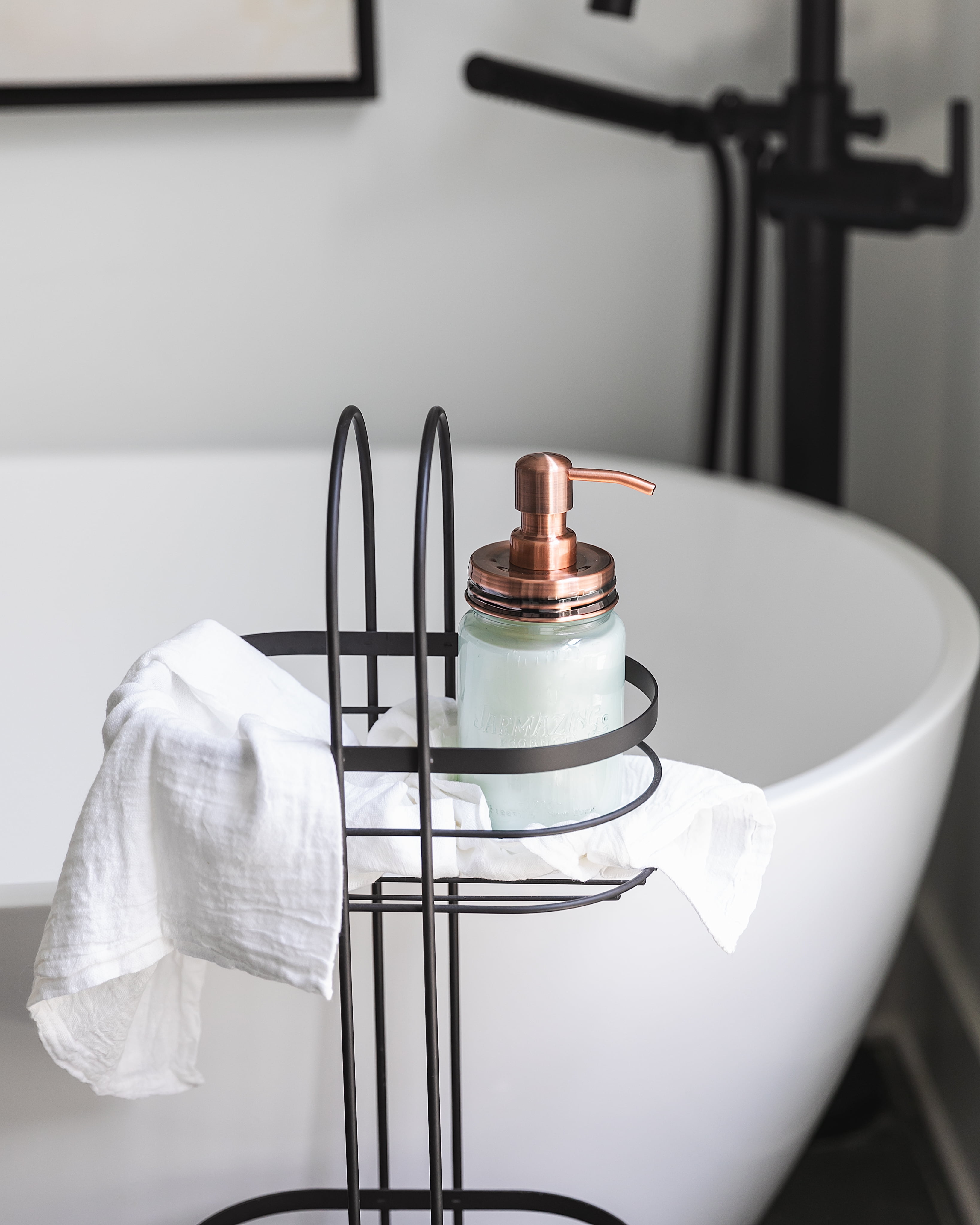 Jarmazing Products Vintage Blue Glass Mason Jar Soap and Lotion Dispenser - Two-Pack - Copper