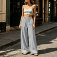 thumbnail image 6 of Inverlee Women's Front Seam Wide Leg Dress Pants Elastic High Waist Loose Business Casual Trousers Gray L, 6 of 8