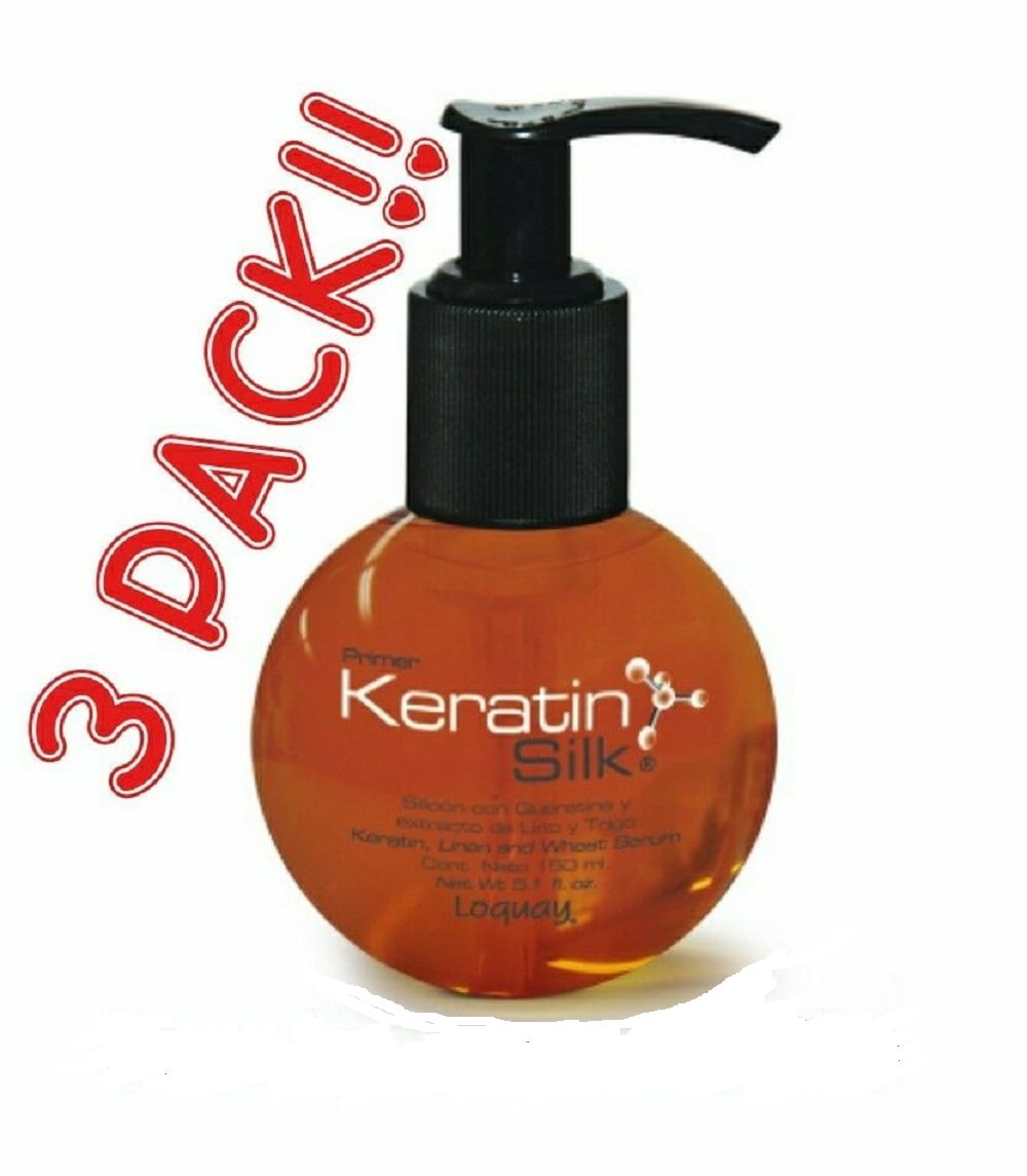 3 PACK LOQUAY PRIME KERATIN SILK SERUM / SILICON QUERATINA 5.1oz SUAVIDAD & BRILLO
