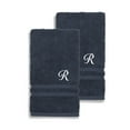 thumbnail image 4 of Authentic Hotel and Spa  Omni Turkish Cotton Terry Set of 2 Navy Blue Hand Towels with White Script Monogrammed Initial Navy Blue/Q, 4 of 5