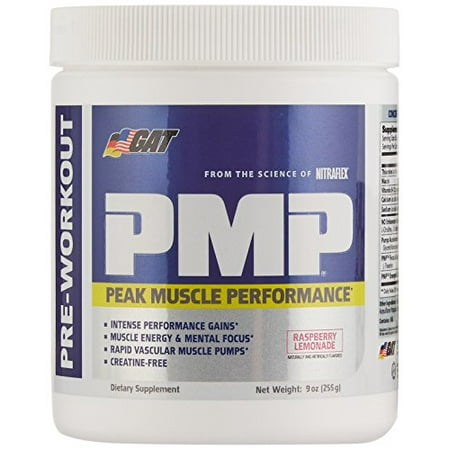 GAT PMP (Peak Muscle Performance) Pre Workout Powder Raspberry Lemonade, 30