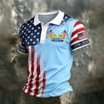 thumbnail image 2 of Homeyce American Flag Polo Shirt for Men 250th America Anniversary 4th Of July Golf Shirts Short Sleeve Usa Flag Print Polo T-Shirts Button Down Independence Day 1776-2026 Patriotic Tee Tops,Blue M, 2 of 3