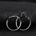 thumbnail image 4 of Black Rutilated Quartz Engagement Ring Set- Leaf Nature Inspired Bridal Set- Gothic Black Spinel Ring, 4 of 7