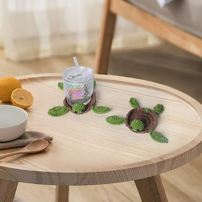 Handmade Turtle Coasters Cute Crochet Weave Drink Coaster Set, Creative Knitted Desktop Turtle Coaster for Coffee Table Tabletop Protection Home Decor Handmade Turtle Coasters Cute Crochet Weave Drink Coaster Set, Creative Knitted Desktop Turtle Coaster for Coffee Table Tabletop Protection Home Decor