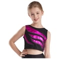 thumbnail image 3 of inhzoy Kids Girls Gymnastic Crop Top Shiny Metallic Sleeveless Dance Tank Shirts Activewear,Sizes 6-16 Hot Pink 10, 3 of 7