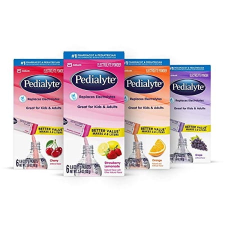Pedialyte Electrolyte Powder  Electrolyte Drink  Variety Pack  Powder Sticks  (6 Count of 0.6 oz Packets) 3.6 oz  Pack of 4