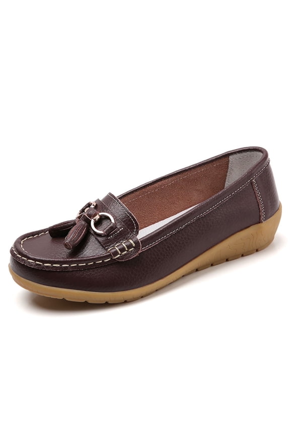 Womens Classic Genuine Leather Platform Loafers Casual Comfort Slip-On Boat Shoes with Soft Sole Driving Walking Moccasins Dress Shoes