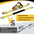 thumbnail image 6 of TLGREEN 4 Pack Wheel Straps + Axle Straps Kit for Trailers – 2” x 10’ Ratchet Straps with J Hooks & 36” Axle Straps, 10,000LB Break Strength, Non-Scratch Protection for Truck, SUV, ATV, UTV, Yellow, 6 of 10