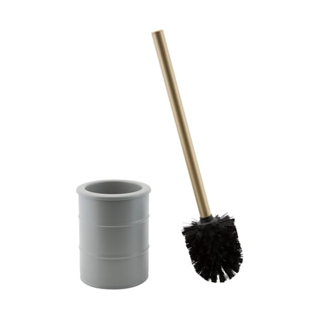 ELLE Paris Modern Ridge Design Toilet Brush and Holder, Gray