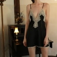 thumbnail image 4 of Women’s Deep V Neck Lace Nightgown Slip Satin Sleepwear Nightdress, 4 of 5