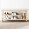 thumbnail image 2 of 3-Tier Shoe Rack for Entryway, Shoe Bench with Foam Padded Seat, Metal Frame, Small Shoe Organizer with Storage for Indoor Entrance Hallway Bedroom Living Room, 2 of 7
