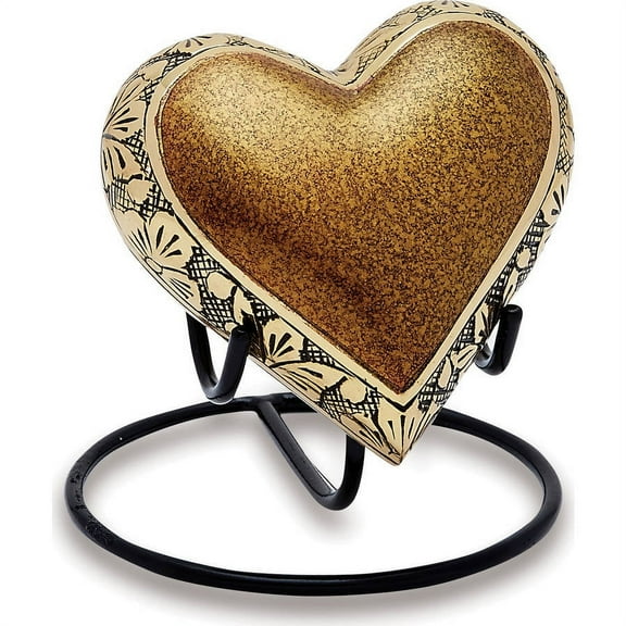 Urns Direct 2U Berkshire Gold Keepsake Heart, Set of 2. 6 cubic inches
