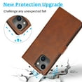 thumbnail image 7 of Detachable Wallet Case for iPhone 14 Plus, Removable PU Leather Wrist Hand Strap 2 in 1 Design Flip Folio Cover with Card Slots Holder Magnetic Car Mount Kickstand Protective Phone Case, Brown, 7 of 7
