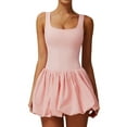thumbnail image 1 of Vestido de Tenis de para Mujer, Cuello Cuadrado, Sin Mangas, para Entrenamiento, Golf, Deportivo, Pantalones Cortos Integrados con Bolsillos Rosa XL, 1 of 10