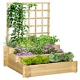 thumbnail image 1 of Outsunny 3 Tier Raised Garden Bed with Trellis for Climbing Plants Natural, 1 of 10