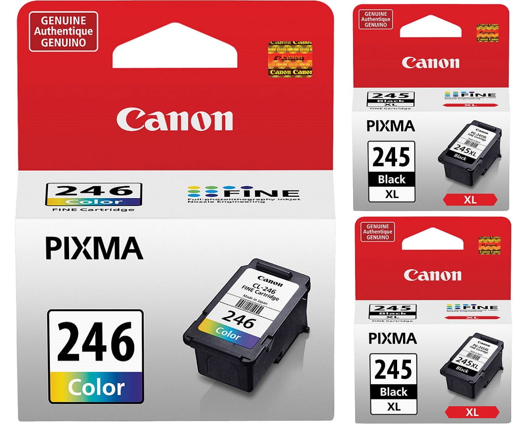 Genuine Canon PG-245 XL Black Cartridge (2 Pieces) + Canon CL-246 Color ...