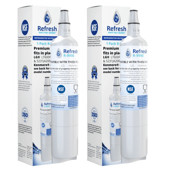 Refresh R-9990 Replacement For LG 5231JA2006A LG LT600P Refrigerator Water Filter - 2-pack