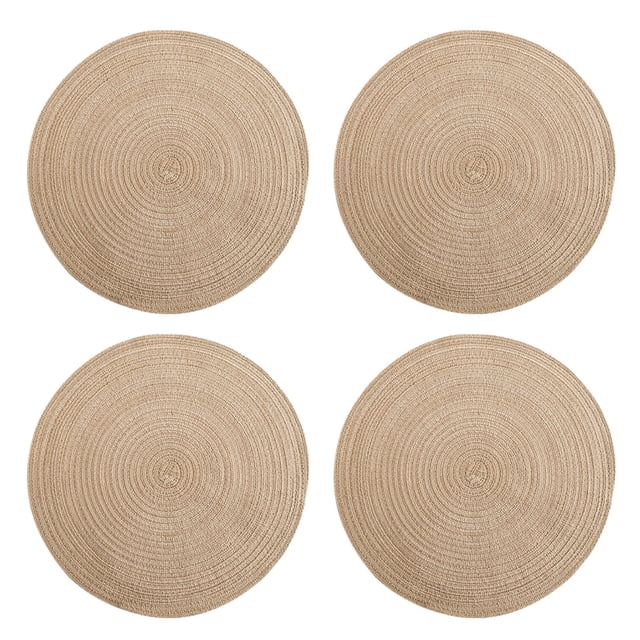 Weave Mat Almohadillas calientes redondas para agarraderas de hilo de cocina para platos calientes/olla/tazón/olla caliente (paquete de 4)