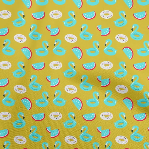 oneOone Silk Tabby Medium Yellow Fabric Donut Pattern Quilting Supplies Print Sewing Fabric By The Yard 42 Inch Wide