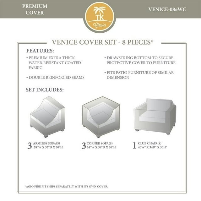 TK Classics Venise 8 Pièces Housse Tous Temps Set 08e en Beige