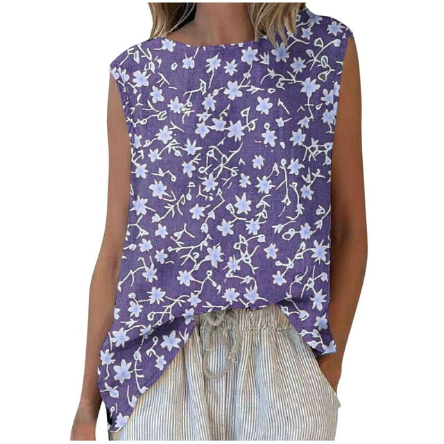 Hauts à Enfiler pour Femmes Printemps Automne Vêtements 2025 Manches Longues Chemises Tendance Col Rond Ample Festival Hauts Mode Décontractée Imprimé Col Rond Sans Manches T-shirt Débardeur Grande Taille pour Femmes Été