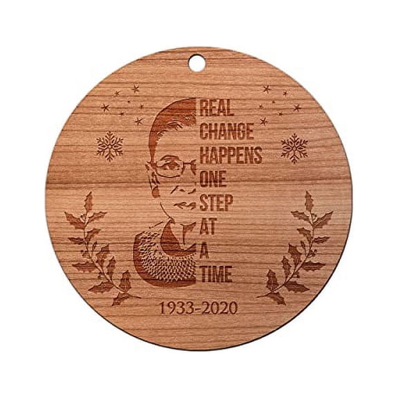 Engraved Wood Ruth Bader Ginsburg Christmas Ornament