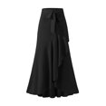 thumbnail image 3 of Faldas largas Falda larga casual para damas Una línea Asimétrica Color sólido Estilo sexy Traje diario Ygjytge Negro T XXL para Mujer, 3 of 7