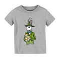 thumbnail image 3 of Gibobby Camisas De Vestir Camisa de conejito de Pascua para niños pequeños y niñas, camiseta de Pascua, camisetas gráficas de conejo lindo para niños （Gris， 7-8 Años), 3 of 4