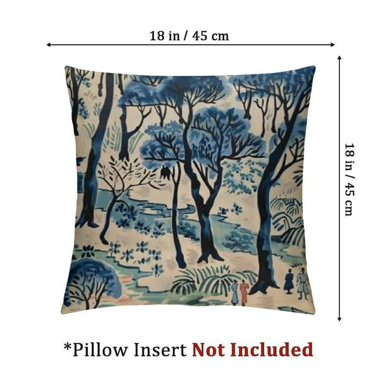 Blue and Green Asian Scenic Dynasty Chinoiserie Throw Pillow Cover