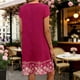 thumbnail image 5 of TaTaai Women's Spring Summer Printed Dress Short Sleeve Round Neck Loose Fit Knee Length Chiffon Shift Dress with Floral Hem Casual Gift, 5 of 6