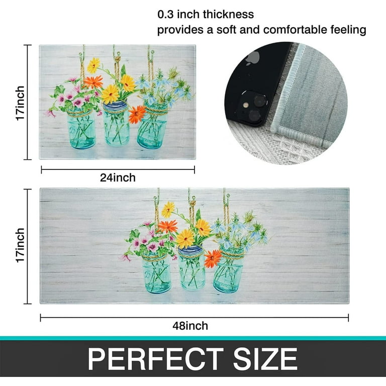 One Piece Silicone Kitchen Mat With Flower Pattern, Simple