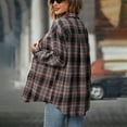 thumbnail image 5 of TTUHYWXI Flannel Shirt Women Plaid Shirts Button Down Long Sleeve Oversized Cotton Fitted Boyfriend Casual Blouse Tops (Black, XXL), 5 of 8