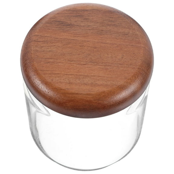 MLINS Glass Food Storage Container with Wooden Lid Multi Use Airtight Canister for Sugar Tea 2.5 L