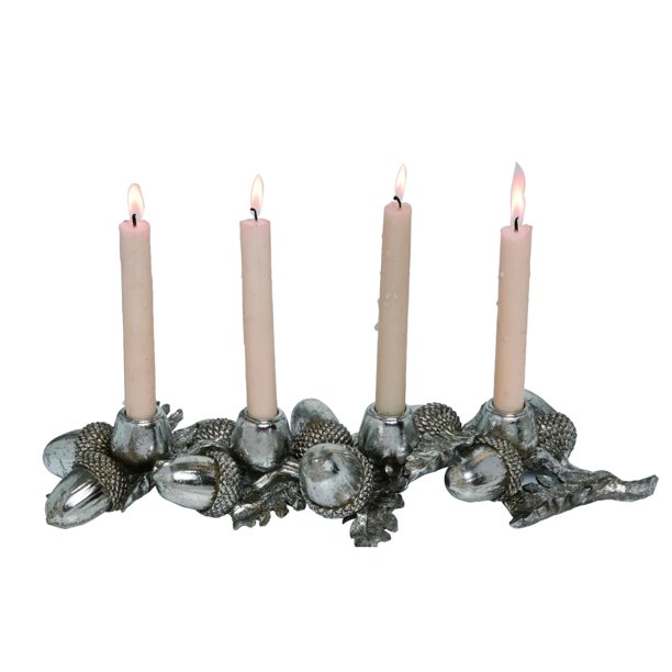 17 Silver Distressed Finish Thanksgiving Acorn Candle Holder Walmart Com Walmart Com