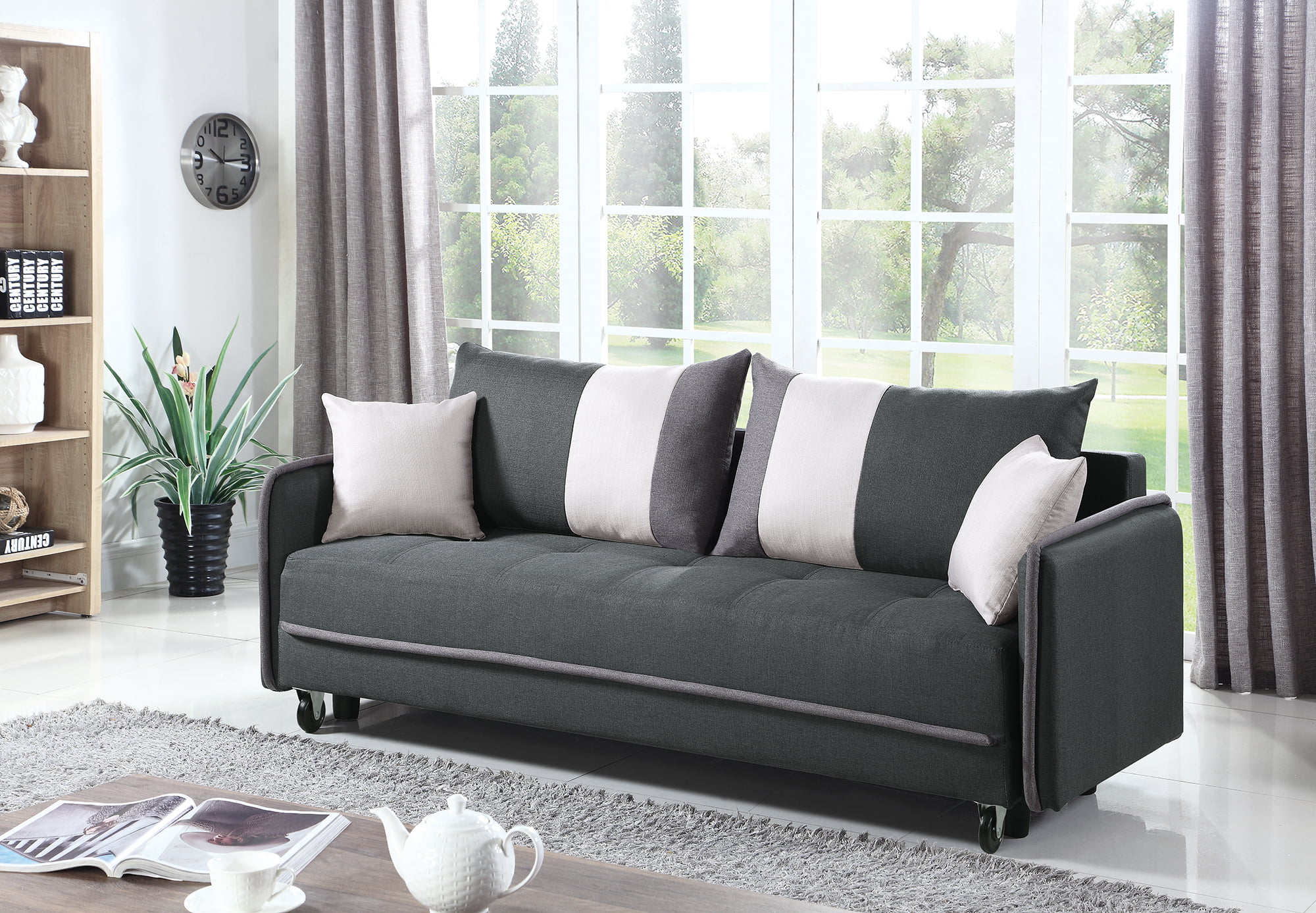 coaster company grey pillow top sofa bed